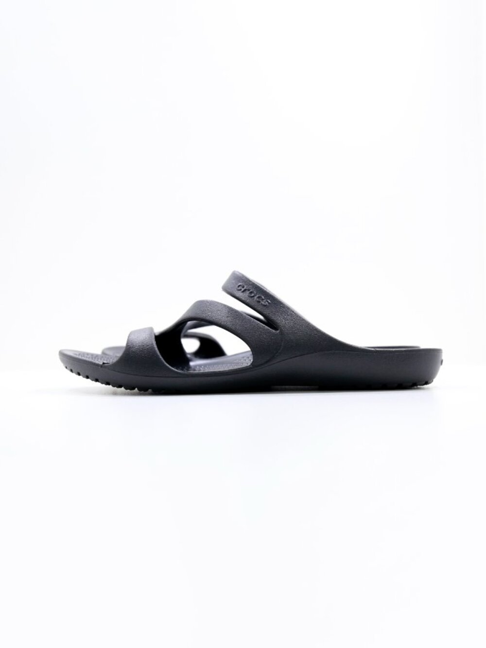 Crocs Kadee II Black Rubber Lightweight Flat Strappy Slide Sandals - 7 NWOB